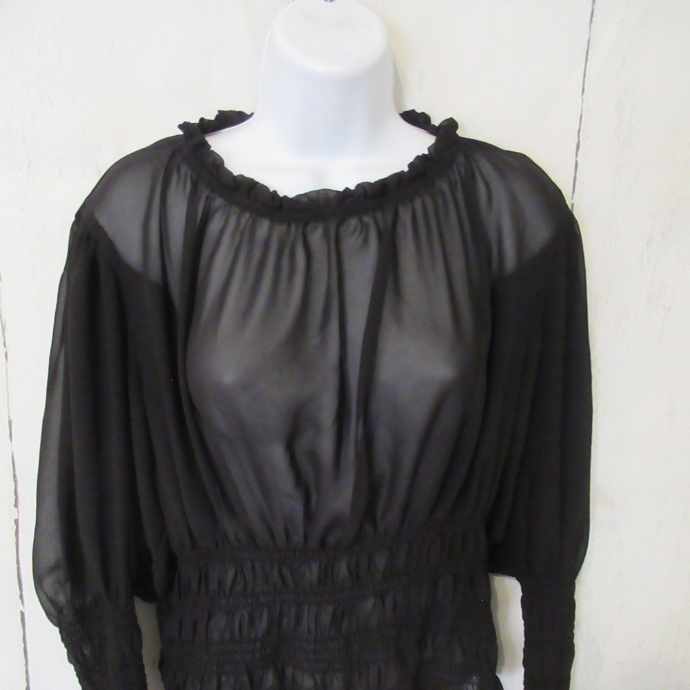 Halogen Top XL Black Sheer Witchy Whimsigoth Goth Steampunk Coquette Victorian - Picture 2 of 6